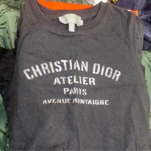 Dior Black Kids Short Sleeve 'Christian Dior Atelier Paris' Logo Tee